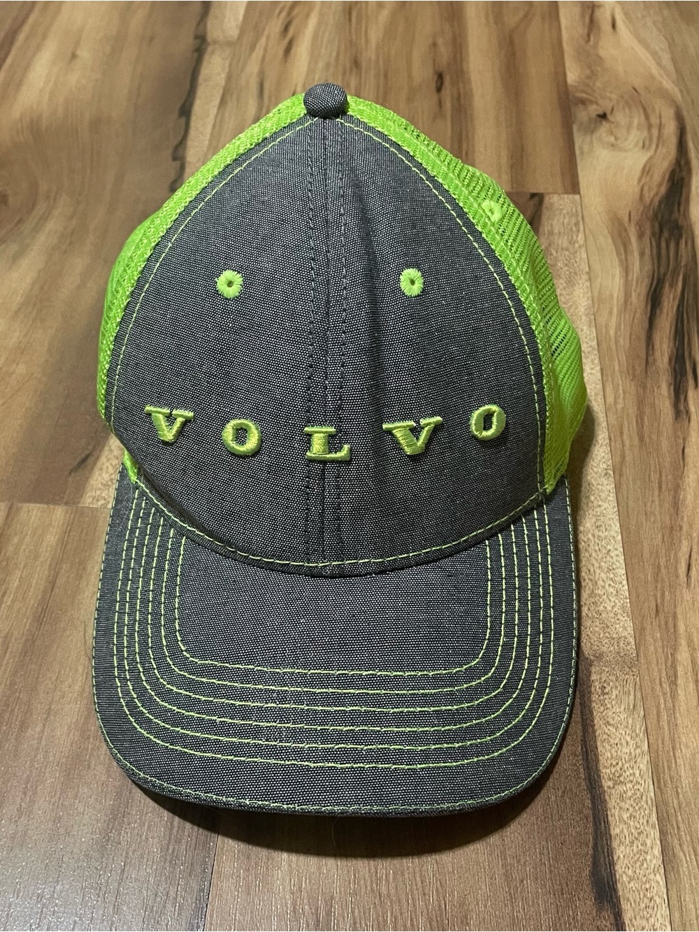 Volvo Trucker Hat Gray Neon Green Mesh Snapback Cap Atlanta Cap Co unisex